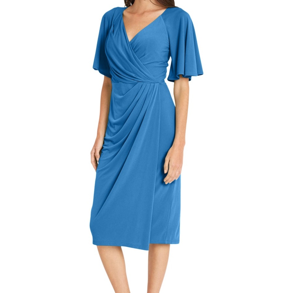Maggy London Blue Women's Draped Elbow-Sleeve Midi Dress NWT SZ 6,8 # 157 &158